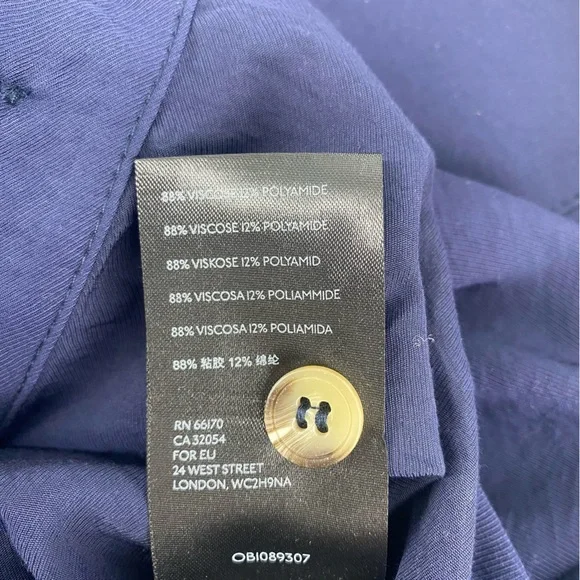 FREE PEOPLE Forever Yours Long Sleeve Button Front V-Neck Blue Cropped Top - Picture 7 of 8